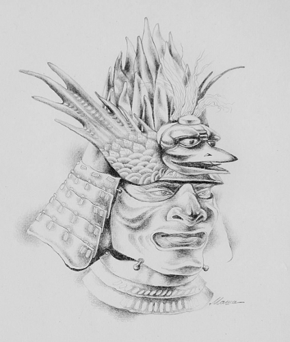 Elmetto di samurai - disegno di Marina Chkouratova