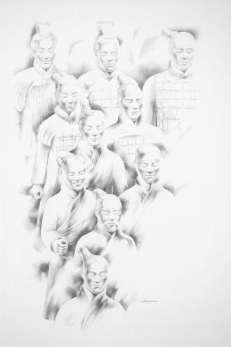 Esercito cinese in terracotta - disegno di Marina Chkouratova