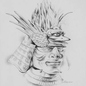 Elmetto di samurai - disegno di Marina Chkouratova