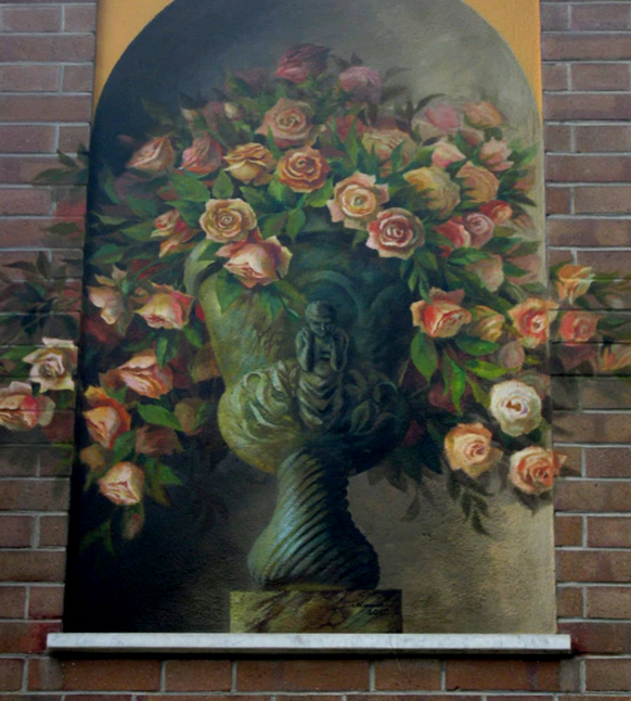 Rose - decorazione murale trompe l'oeil di Marina Chkouratova