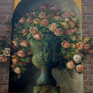 Rose - decorazione murale trompe l'oeil di Marina Chouratova