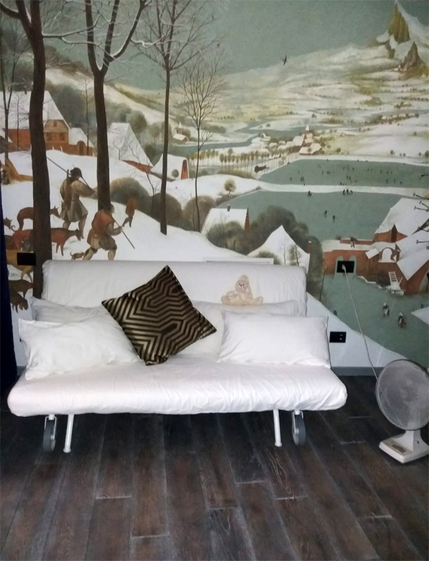 Villaggio - decorazione murale trompe l'oeil di Marina Chkouratova