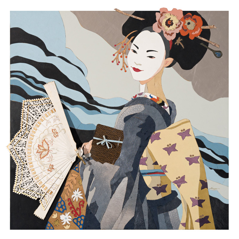 Geisha - quadro a intarsio di Marina Chkouratova