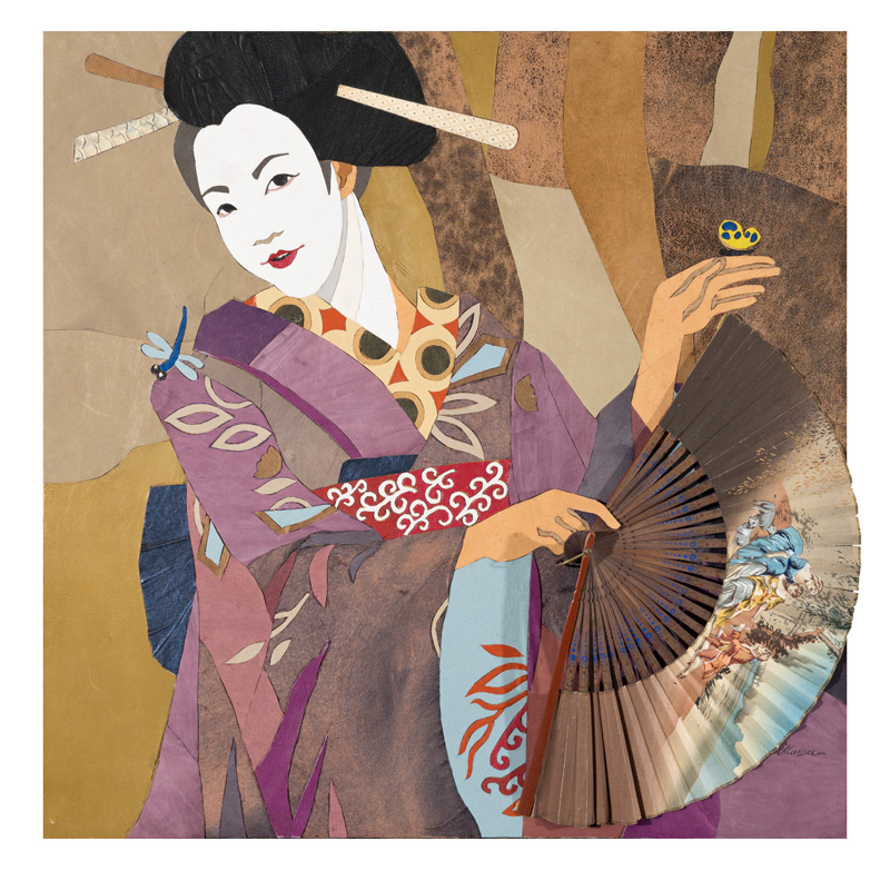 Geisha - quadro a intarsio di Marina Chkouratova
