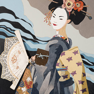 Geisha - quadro a intarsio di Marina Chkouratova