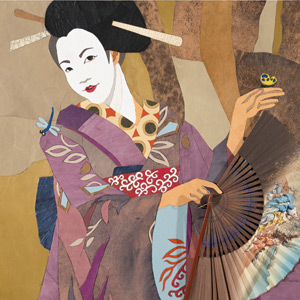 Geisha - quadro a intarsio di Marina Chkouratova